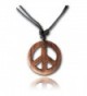 Earth Accessories Adjustable Length Organic Wood Peace Sign Pendant Necklace - Brown Peace Sign - CB12NSNFE0M