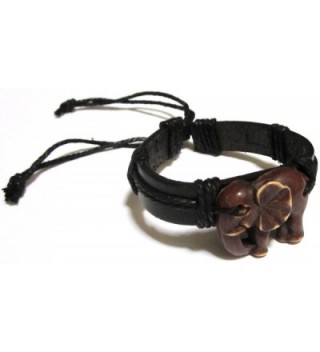 Brown Elephant Bracelet Leather Indian