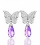 Amethyst February Birthstone Butterfly Earrings - R-Natural Brazil Amethyst Butterfly Earrings - C512CCLTHMD