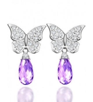 Amethyst February Birthstone Butterfly Earrings - R-Natural Brazil Amethyst Butterfly Earrings - C512CCLTHMD