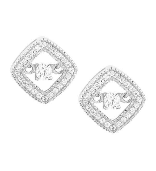 Sterling Silver "Dancing CZ" Square Stud Earrings - C311MXCC98B