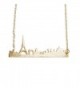 Art Attack Goldtone Paris France City French Skyline Cityscape Eiffel Tower Outline Pendant Necklace - CF12GU4XXTV