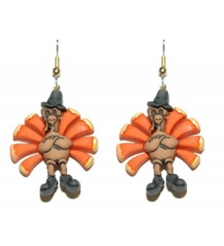 Colorful Thanksgiving Turkey Pierced Dangle Earrings (H141) - CA182GY8YX9