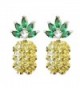 S925 Sterling Silver 18K Gold Plated CZ Two-tone Green Leaf Crystal and Pineapple Women Dangle Drop Earrings - C01820S3GGO