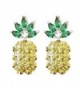 S925 Sterling Silver 18K Gold Plated CZ Two-tone Green Leaf Crystal and Pineapple Women Dangle Drop Earrings - C01820S3GGO