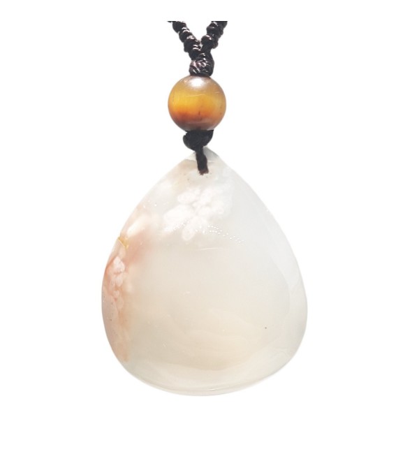 Unisex Pendant Necklace Pear Shape Lucky Charms Cherry Agate Gemstone with Bead Chain - C0188K3XE0H