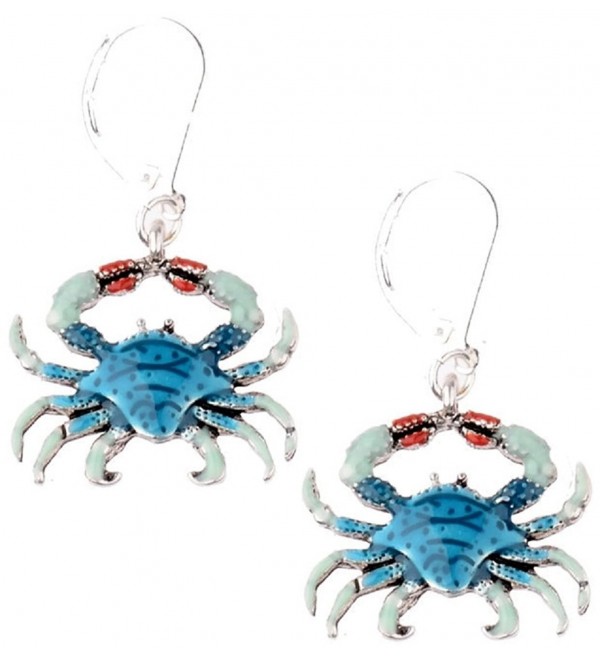 Blue Crab Dangle Silver Tone Earrings - CP12JQSGGP1