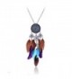 Lureme Women Silver Tone Native American Dream Catcher Colorful Feather Pendant Necklace - CF11HCW0G55