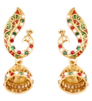 Touchstone Bollywood peacock jewelry earrings - Multicolor - C017YXYAXH8