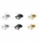 Silver Yellow Gold Plated Stainless Earrings - 3 Pairs (Yellow/Silver/Black) - CR188O5ZWTM