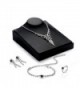 OUFO Women Fashion RhineStone Jewelry Elegant Bracelet Necklace Earring Rings Charm Sets - Silver 380 - C5183C0OREI