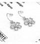 Solid Sterling Silver Rhodium Plated Daisy Flower Dangle Earrings - CN11FUD89Y3