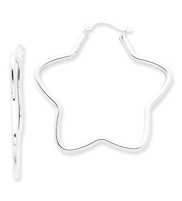Sterling Silver Star Tube Hoop Earrings - (1.69 in x 1.77 in) - CI12GPPO85D