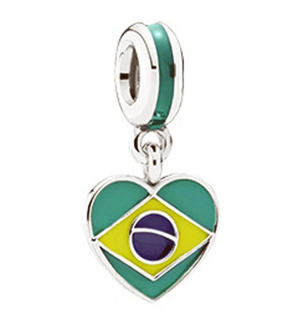 Best Wing Jewelry "Brazil Flag on Heart" Charm Bead - CP17AZ34U9O