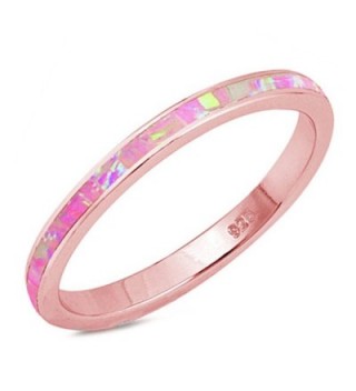 Rose Gold Plated Pink Opal Band .925 Sterling Silver Ring Sizes 4-13 - CI183ESGRYZ