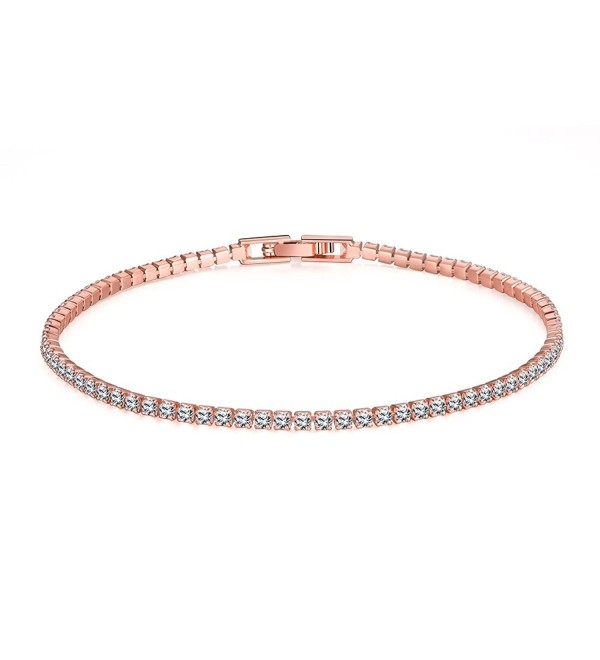 Star Jewelry Simple Style CZ Crystal Gold Plated Women Link Bracelet - CZ182DX0K76