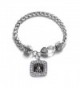 Class of 2015 Graduation Gift Classic Silver Plated Square Crystal Charm Bracelet - C511MV5NDSF