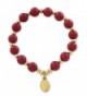 Our Lady of Guadalupe Medal Bracelet with Quartzite Dyed Dark Red Beads - 2 Inch - CA11S9BRXI1