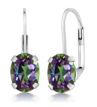 Mystic Topaz Earrings 925 Sterling Silver Oval Green Leverback 3.20 Ct - CP11FX1W9D9