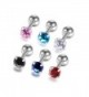 6PCS Cubic Zirconia Earrings 18G Stainless Steel Helix Earring Stud Body Jewelry Piercing - CJ186MELKOI