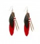 MFIIDEN Feather Earrings National Style Fashion Wild Ear Jewelry Simple Temperament Tassel Earrings Red - C8186KC4L6Q