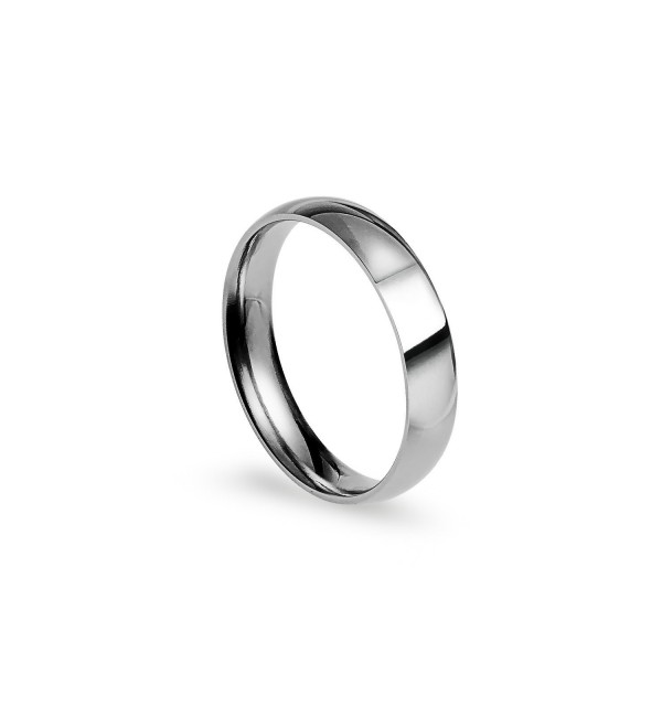 4mm Stainless Steel Comfort Fit Classic Wedding Band Ring Available in Sizes 4-12 W/ Free Gift Pouch - CZ12NGE8QN4