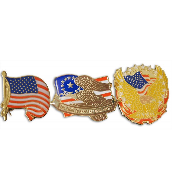 Patriotic Bleeding Heart American 3-Piece Lapel or Hat Pin & Tie Tack Set with Clutch Back by Novel Merk - CT12J1YV06F