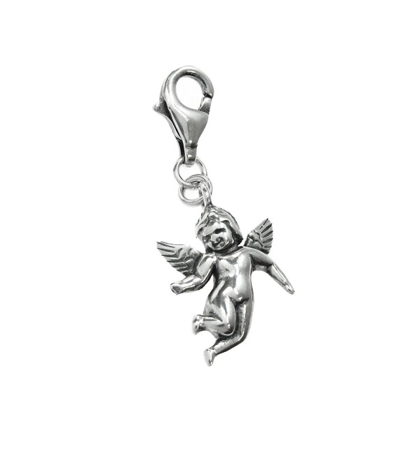 925 Sterling Silver Cupid Little Angel Dangle Clasp European Lobster Clip On Charm - CE11YV81T9Z