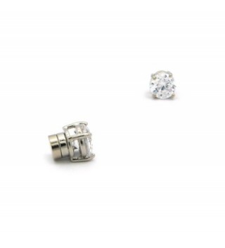 New 6mm Clear Round Cubic Zirconia Stud Magnetic Plated Fashion Earrings CZRM-R - CI11N5NYQ8N