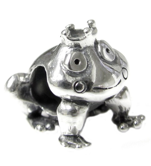 Sterling Silver Fairy Frog Prince with Crown European Style Bead Charm - CQ114YZIFQZ
