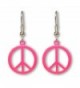 Neon Hot Pink Hippie Peace Sign Dangle Earrings - CZ11HODT261