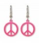Neon Hot Pink Hippie Peace Sign Dangle Earrings - CZ11HODT261