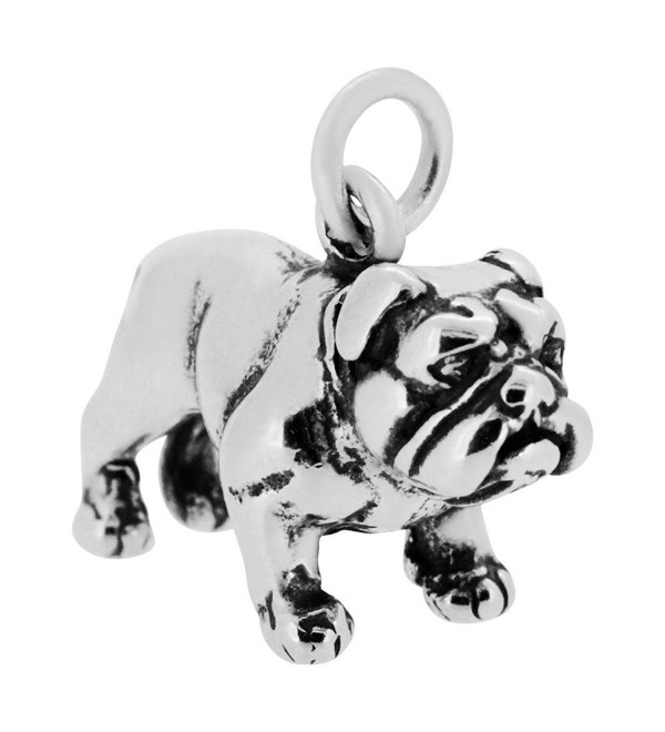 Sterling Silver 3D Bulldog Charm Pendant (13 x 20 mm) - CS11B4OPKXP
