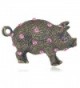 Alilang Antique Brass Tone Pink Rhinestones Vintage Inspired Baby Pig Piggy Bank Brooch Pin - CT114O4U08R