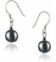 PearlsOnly - Teresa 8-9mm A Quality Freshwater 925 Sterling Silver Cultured Pearl Earring Pair - black - CN115F9ILV3