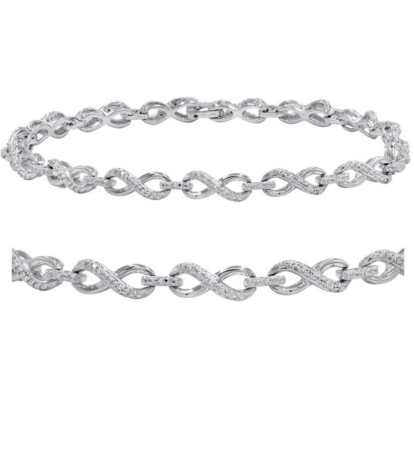 AGS Certified 1/10ct TW Diamond Infinity Tennis Bracelet in .925 Sterling Silver - CS188UK3CY6