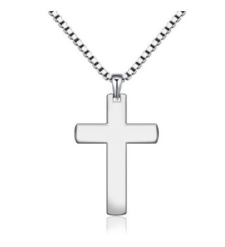 Classic Cross Necklace for Unisex Men Women 925 Sterling Silver 20" Box Chain - C2189X6RLWQ