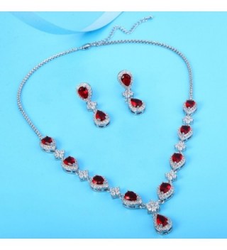 EleQueen Silver tone Zirconia Teardrop V Necklace in Women's Jewelry Sets