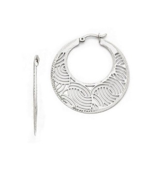 Finejewelers Sterling Silver Fancy Polished Cut-out Large Hoop Earrings - C912MYFWGNU