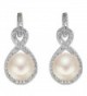 EleQueen 925 Sterling Silver CZ Cream Freshwater Cultured Pearl Teardrop Layer Bridal Hook Earrings Clear - CE12DKN4MXB