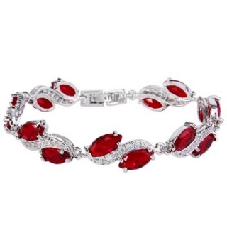 EleQueen Women's Silver-tone Full Cubic Zirconia Marquise Leaf Roman Tennis Bracelet Sapphire Color - Ruby Color - C412HP1U55N