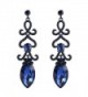 BriLove Chandelier Earrings Sapphire Black Silver Tone - Sapphire Color Black-Tone - CL189C6ZY4X