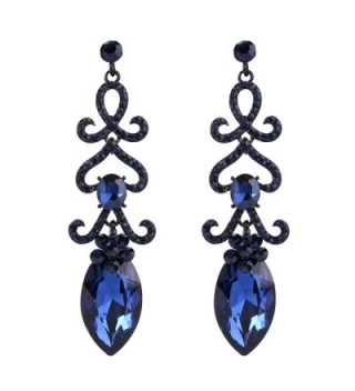 BriLove Chandelier Earrings Sapphire Black Silver Tone - Sapphire Color Black-Tone - CL189C6ZY4X