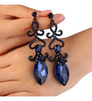 BriLove Chandelier Earrings Sapphire Black Silver Tone in Women's Drop & Dangle Earrings