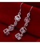 Tzou Women's Square Cubic Zirconia Bow Earrings - CE11N2EQPXT