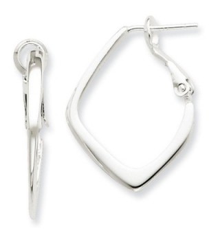 925 Sterling Silver Polished Square Omega Back Hoop Post Earrings - C011FW51UR7