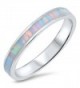 CHOOSE YOUR COLOR Sterling Silver Wedding Ring - White Simulated Opal - C112N6JKDOR