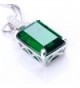 ANGG Women 6ct Green Emerald Cut Necklace Pendant 925 Sterling Silver Jewelry - CM17Y0L98WY