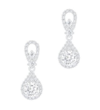 18k Gold Plated Solitaire Cubic Zirconia Accent Halo Drop Earrings (0.95 carats) - CB1263IOYLF