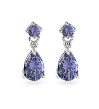 Sterling Simulated Tanzanite Teardrop Earrings